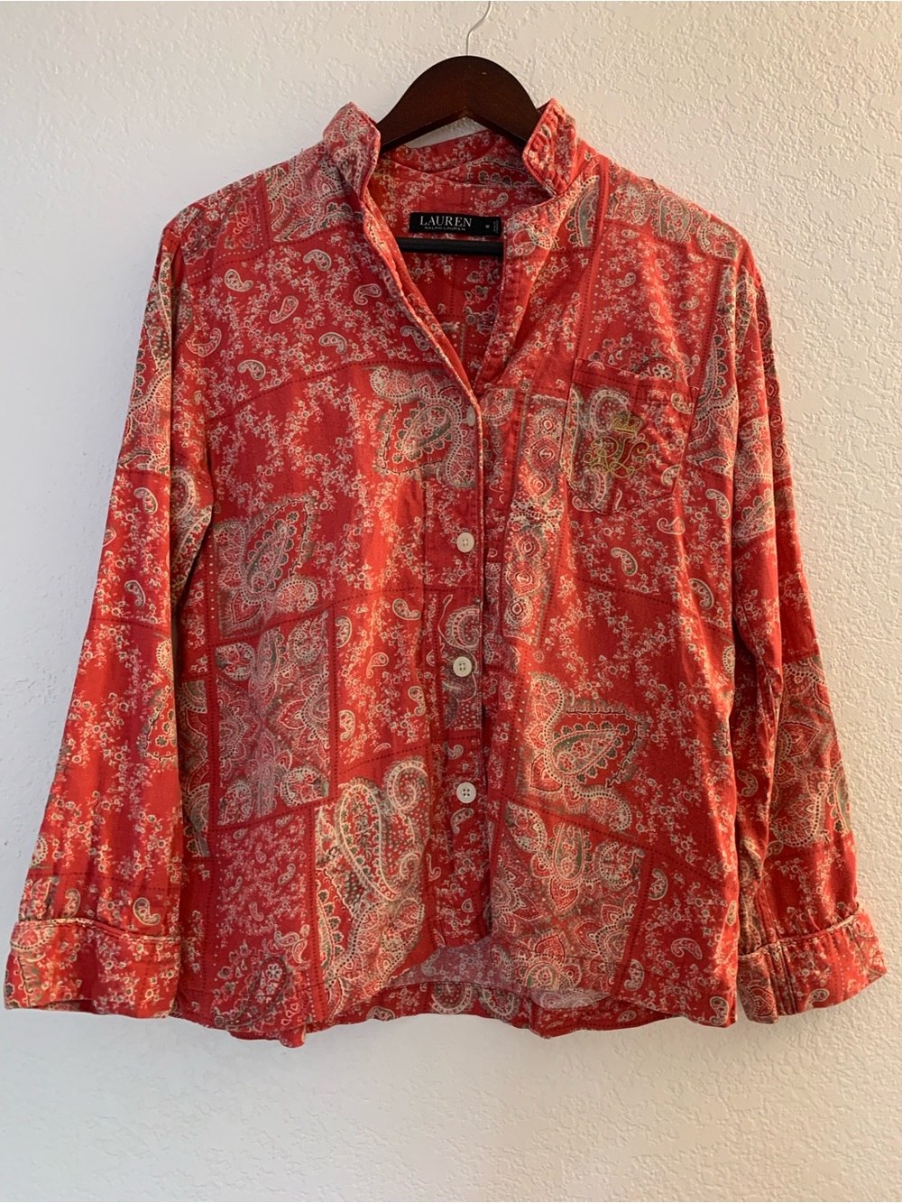 Lauren Ralph Lauren Coral-Red Paisley Button-Down Shirt